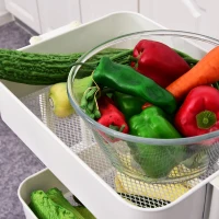 HOMCOM 4-tier Rolling Metal Kitchen Utility Cart Trolley with Storage - White(m-9)