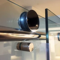 HomCom Frameless Glass Sliding Shower Door - Polished Stainless - 48" Width / 3/8" Glass(m-6)