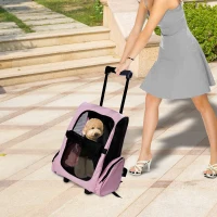 Pawhut Pet Carrier / Dog Backpack w/Wheels - Pink(m-2)
