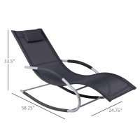 Outsunny Chaise Rocker Patio Lounge Chair Swing Recliner with Pillow(m-3)