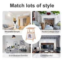 PawHut 24” Modern Wood Cat House and Side Table with Storage Shelf(m-6)