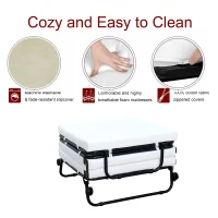 HomCom Twin Size Folding Convertible Sleeper Bed Ottoman with Beige Slipcover(m-5)