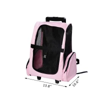 Pawhut Pet Carrier / Dog Backpack w/Wheels - Pink(m-3)