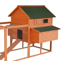 PawHut Large Outdoor Lockable Chicken Coop Solid Wood Deluxe Bunny Hen Hutch Kit with Nesting Box and Run(m-8)