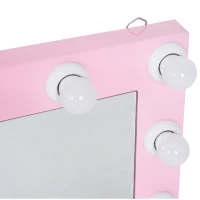 HOMCOM 20" x 26" Aluminum Alloy 26” Dimmable Illuminated Hollywood Style Vanity Mirror Mounted Home with 12 LED Bulbs - Pink(m-8)