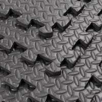 Soozier 24" x 24" 18 Piece 72 sq ft Interlocking Protective Exercise Floor Tiles - Black Diamond Plate(m-2)