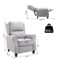 HOMCOM Modern Manual Recliner Armchair with Retractable Footrest  Grey(m-3)