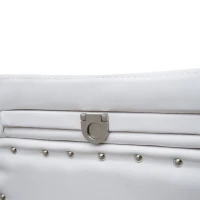 HomCom 17” Cube Faux Leather Storage Ottoman Footrest With Decorative Pull Out Tray - White(m-5)