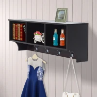 HomCom 48" Modern Floating Combination Storage Shelf Cubby Coat Rack - Dark Brown(m-3)