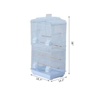 PawHut 36" Metal Indoor Bird Cage Starter Kit with Tray and Accessories - White(m-3)