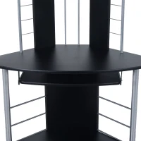 HomCom 45" Arch Tower Compact Modern Corner Computer Workstation Desk With Keyboard Tray And Shelves - Black(m-8)