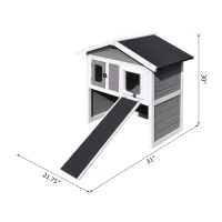 PawHut Solid Wood Cat Condo - Natural Water-Proof Outdoor 2-Floor Pet Shelter(m-3)