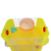 Open Box Pawhut 3 Story Happy Hamster Habitat Pet Critter Cage (Yellow)(m-7)