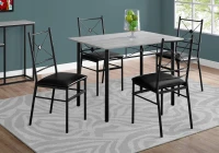 Monarch 5 Piece 43" Rectangular Metal Framed Table and Chairs Dining Set - Grey / Black(m-2)