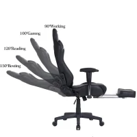Ficmax Ergonomic  Racing Style Gaming Chair  High-Back Computer  PC Swivel  Seat with Massage Lumbar  Support and Headrest Pillow -Black(m-1)