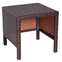 Outsunny 3 Piece Rattan Wicker Outdoor Compact Nesting Table Patio Dining Set(m-8)