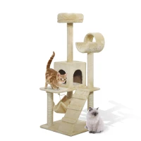 PawHut 52" Sisal Cat Scratcher Multi-Level Tree Interactive Playground Toy With Tunnel, Ramp, Perches(m-1)