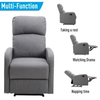 HomCom Linen Fabric Manual Recliner Lounger Chair  with Footrest - Grey(m-5)