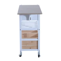 HomCom 34" Rolling Drop-Leaf Kitchen Trolley Serving Cart with Wine Rack(m-7)