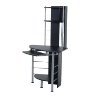 HomCom 45" Arch Tower Compact Modern Corner Computer Workstation Desk With Keyboard Tray And Shelves - Black(m-3)