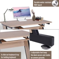 HomCom Computer Desk Wood Top Office Workstation PC Laptop Study Table  with Keyboard Tray(m-5)