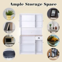 HOMCOM 71" Buffet with Hutch, Modern Kitchen Pantry Storage Cabinet with Microwave Oven Countertop, Drawer, White(m-10)