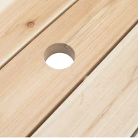 Outsunny 2-In-1 Wooden Convertible Picnic Table Garden Bench with Umbrella Hole(m-7)