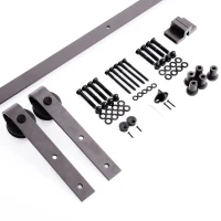 HomCom 6' DIY Interior Single Sliding Barn Door Kit Hardware Set - Black Steel(m-1)