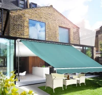 Outsunny 6' Drop Arm Manual Retractable Window Awning - Green(m-2)