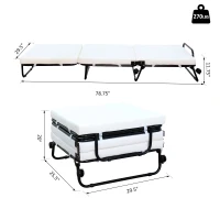 HomCom Twin Size Folding Convertible Sleeper Bed Ottoman with Beige Slipcover(m-3)