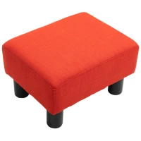 HOMCOM Ottoman Foot Rest, Small Foot Stool with Linen Fabric Upholstery and Plastic Legs, Cube Ottoman for Living Room, Red(m-1)