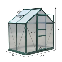 Outsunny 6' x 4' x 7' Twin Wall Polycarbonate Portable Walk-In Garden Greenhouse(m-3)