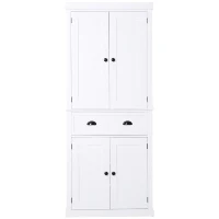 HomCom 72" Large Colonial Free Standing Wooden Kitchen Pantry Cupboard Storage Cabinet - White(m-9)