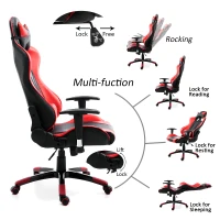 HomCom High Back Racing Style Ergonomic Gaming Chair With Support Pillows - Black / Red(m-3)