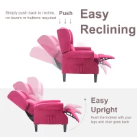 HomCom Artificial Suede Heated Back Massage Recliner Chair - Red(m-4)