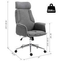 Vinsetto Adjustable Linen Fabric Swivel Home Office Chair with Arms  Upholstered  High Back  Grey(m-2)