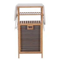 HomCom Collapsible Ironing Board and Shelving Unit with Hamper(m-4)