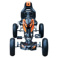 Aosom Kids Outdoor Pedal Powered Ride-On Go Kart Racer Car with Hand Brake and Non-Slip Wheels - Orange(m-5)