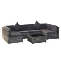 Outsunny 7 Piece Modern Rattan Wicker Garden Outdoor Furniture Modular Sectional Patio Set - Grey(m-1)