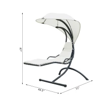 Outsunny Outdoor Hanging Sky Swing Chair with Stand – Cream(m-4)