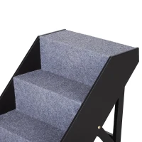 Open Box PawHut 4 Step Height Adjustable Folding Pet Stairs for Small to Medium Dogs  Wood Felt Fabric - Dark Brown(m-10)