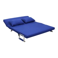 HomCom Full Size Folding 5 Position Steel Convertible Sleeper Bed Chair - Deep Blue(m-4)