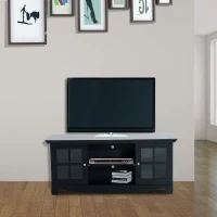 HomCom 56” Modern Country Media Storage Entertainment Center TV Stand- Matte Black(m-2)