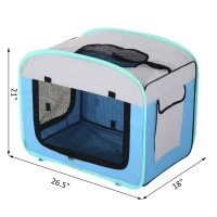 Pawhut 27" Soft Sided Folding Pet Crate Carrier - Light Blue/Gray(m-3)