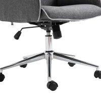 Vinsetto Adjustable Linen Fabric Swivel Home Office Chair with Arms  Upholstered  High Back  Grey(m-7)