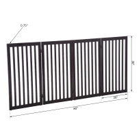 PawHut 36" x 80" Wooden Freestanding 4 Panel Expandable Pet Gate - Rich Espresso(m-4)