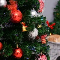 HomCom 6' Artificial Pre-Lit Fiber Optic Holiday Christmas Tree Xmas Decorative Shining Tree with 28 LED Lights(m-17)