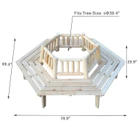 Outsunny 6 Seat Garden Fir Tree Wrap Bench(m-3)