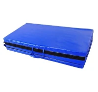 Soozier 10' L x 4' W x 2" H PU Leather Folding Gymnastics / Martial Arts Tumbling Mat - Blue(m-6)