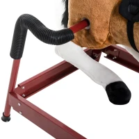 Qaba Durable Kids Stuffed Style Bouncing Spring Rocking Horse Toy Christmas Gift with Realistic Sounds and Solid Metal Frame(m-12)